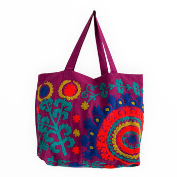 Embroidered Suzani Bag In Purple, 9 of 12