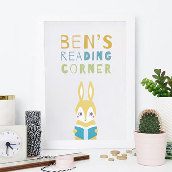 Personalised 'Reading Corner' Nursery Print, 2 of 6