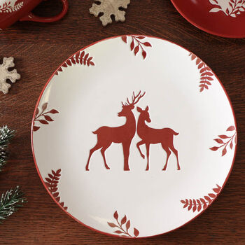 Red Reindeer Christmas Dinner Plates, 3 of 10