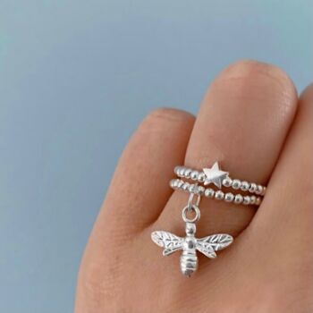 Sterling Silver Star Stacking Ring, 3 of 8