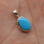 Turquoise Pendant: Silver Necklace, Oval, Blue Gemstone, thumbnail 3 of 6