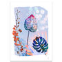 Cool Blue Flower And Leaf Art Print, thumbnail 4 of 8