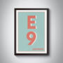 E9 Homerton Hackney London Typography Postcode Print, thumbnail 6 of 10