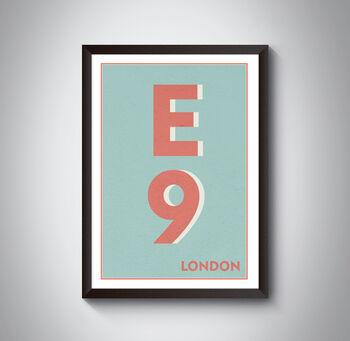 E9 Homerton Hackney London Typography Postcode Print, 6 of 10
