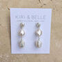 Laila Three Pearl Bridal Pearl Drop Earrings, thumbnail 1 of 4