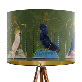 Parrot Swings Lampshade, On Charcoal, 9 of 10