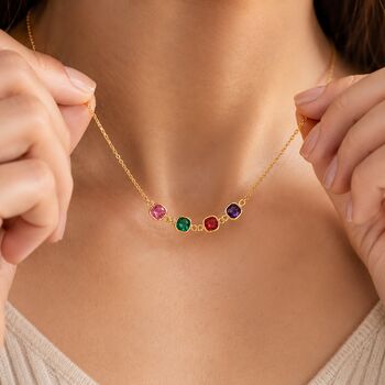 Personalised Square Shaped Family Birthstones Necklace, 3 of 12