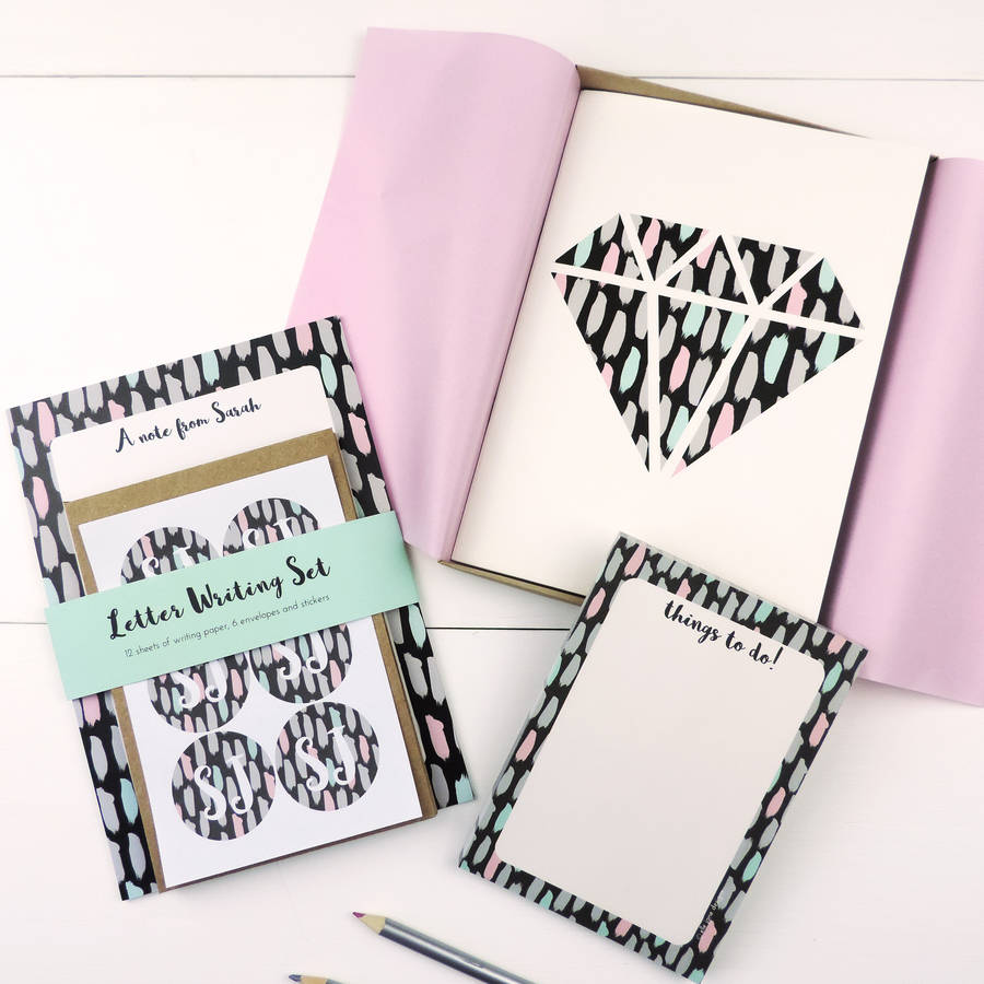 Personalised Stationery Gift Set Diamond By Elle Jane Designs