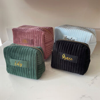 Personalised Soft Velvet Makeup Cosmetic Bag, 3 of 6