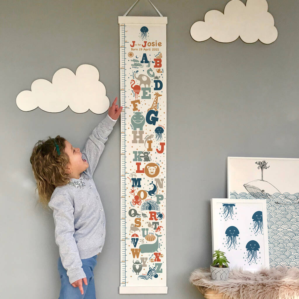 Personalised Animal Alphabet Canvas Height Chart, 1 of 9