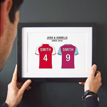 Personalised Football Team Print For Couples, 4 of 8