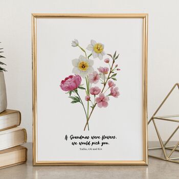 Personalised Birth Flower Grandma's Bunch Print, 6 of 9