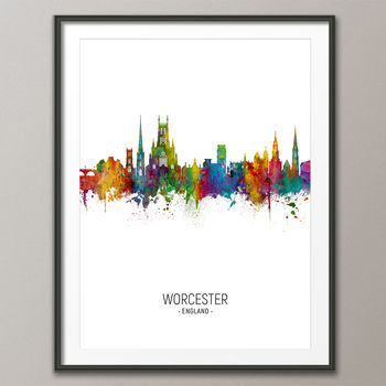 Worcester Skyline Portrait Print And Box Canvas, 3 of 5