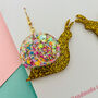 Gold Snail Glitter Resin Earrings, thumbnail 3 of 4