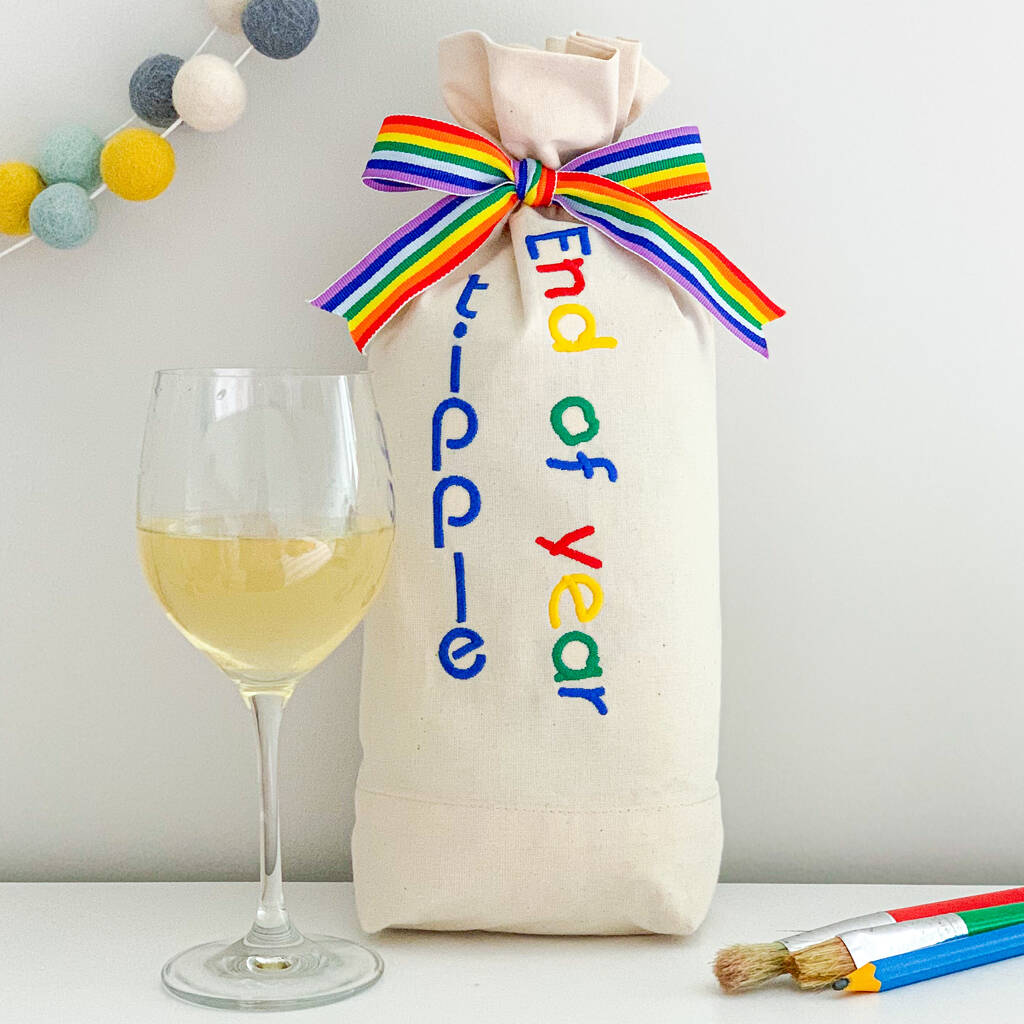 Teachers 'End Of Year' Embroidered Wine Bag, 1 of 3