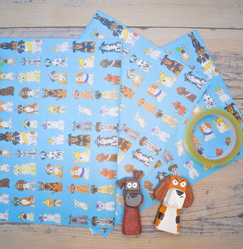 Blue Cartoon Dogs Birthday Gift Wrap, 5 of 9