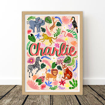 Pink Safari Animal Name Print, 5 of 7