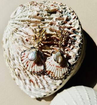 Boroque Pearl Real Shell Statement Earrings, 5 of 5