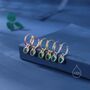 Sterling Silver Green Cz Huggie Hoop Earrings With Sleeper Hoops, thumbnail 8 of 12