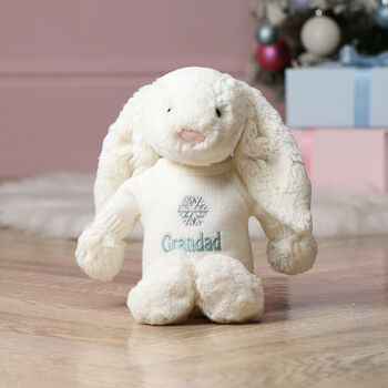 Personalised Winter Snowflake Christmas Bashful Bunny, 6 of 12