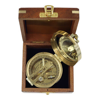 Personalised Brass Brunton Compass With Wooden Box, 3 of 11