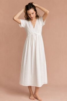Edwardian Style White Cotton Nightdress, Broderie Anglaise Nightgown, Vintage Inspired Victorian Nightwear, Josette Nightdress UK 10 14, 3 of 5