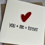 You And Me Equals Forever Valentine's Day Card, thumbnail 2 of 3
