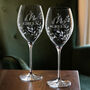 Personalised Set Of Two Floral Crystal Wine Glasses, thumbnail 1 of 8