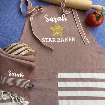 Personalised Cotton Kitchen Apron And Kitchen Towels, 5 of 11