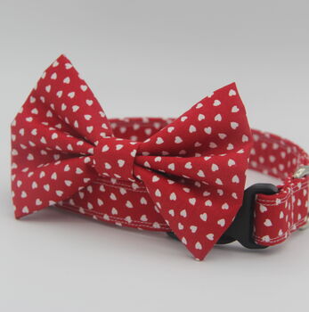 Red And White Hearts Dog Bow Tie, 2 of 7