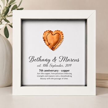 Personalised 7th Anniversary Gift Framed Copper Heart, 2 of 10