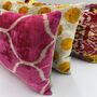 Oblong Ikat Velvet Cushion Pink Bulbous, thumbnail 5 of 10