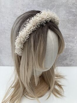 Preserved Dried Gypsophila Flower Headband Crown, 4 of 4