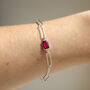 Sterling Silver Red Cubic Zirconia Paperclip Chain Bracelet, thumbnail 3 of 7