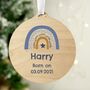 Personalised Blue Rainbow Round Wooden Decoration, thumbnail 3 of 4