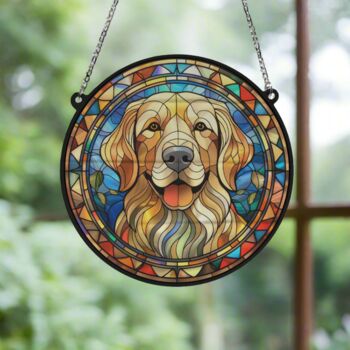 Golden Retriever Stained Glass Effect Suncatcher, 6 of 6