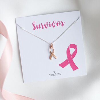 Breast Cancer Survivor Pink Ribbon Necklace, 8 of 10