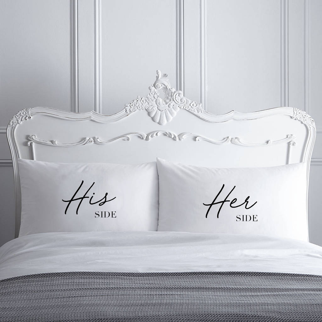 His And Her Side Pillowcases By Koko Blossom Notonthehighstreet Com