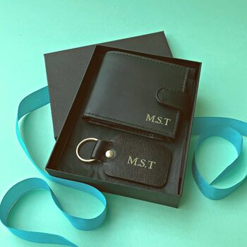Personalised Leather Wallet And Key Ring Gift Set, 2 of 6