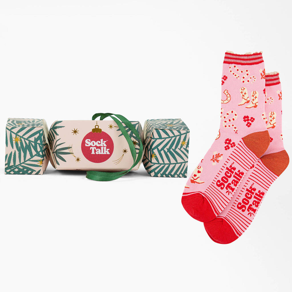 Cowboy Boots Bamboo Socks Women's Christmas Cracker Hanging Tree Decoration, 1 of 5
