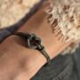 Woman's Personalised Metallic Black Leather Remembrance Bracelet For Ashes, thumbnail 6 of 11