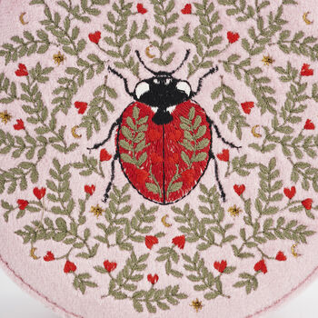 Pink Ladybird Velvet Embroidered Circle Jewellery Box, 3 of 6