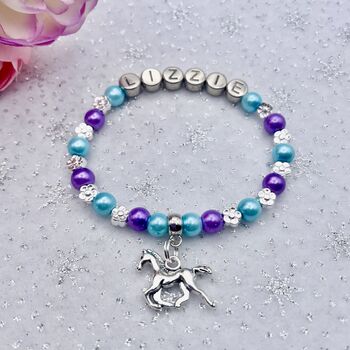 Personalised Unicorn Charm Bracelet + Unicorn Necklace As Shown, 10 of 10
