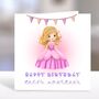 Personalised pink Princess BSL British Sign Language Birthday Girl Card, thumbnail 2 of 4