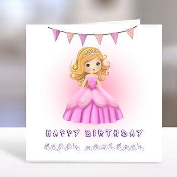 Personalised pink Princess BSL British Sign Language Birthday Girl Card, 2 of 4
