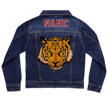 Personalised Kids Denim Jacket With Big Tiger, 6 of 7