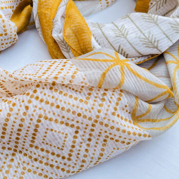 Mustard And Sage Print Scarf, 4 of 4
