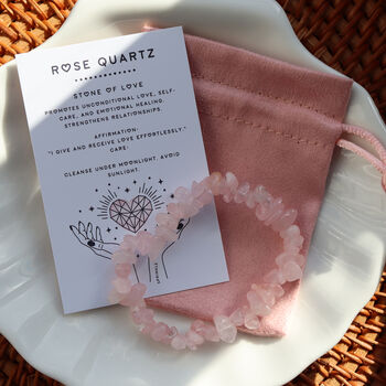 Rose Quartz Chip Bracelet – Love And Self Care Energy, 2 of 6