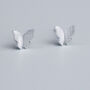 Brushed Sterling Silver Butterfly Stud Earrings, thumbnail 1 of 6