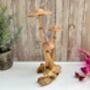 Wooden Mushroom Statue Teak Root Toadstool Nature Gift, thumbnail 3 of 10